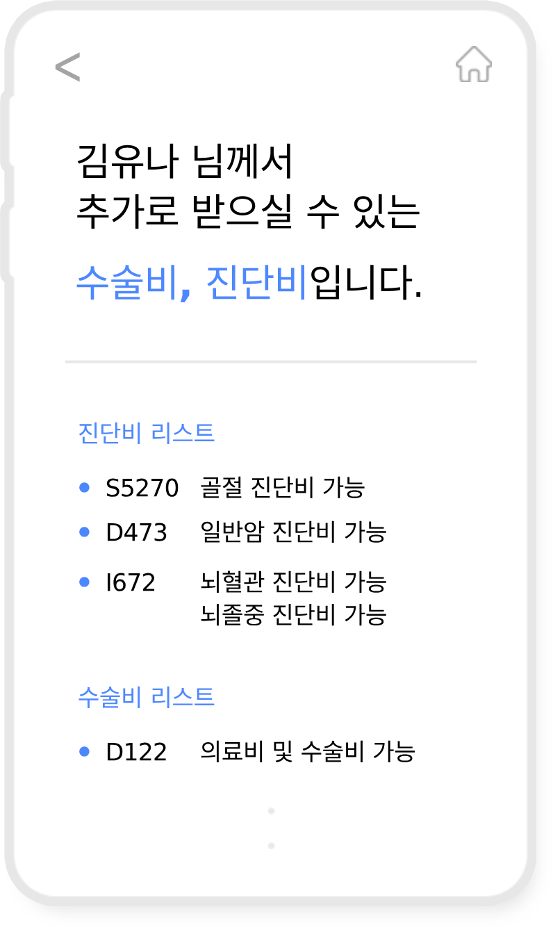 수술비, 진단비 안내 이미지